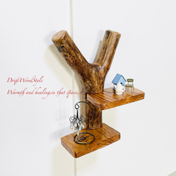 自由にアレンジできる流木板のウォールシェルフ ラック ディスプレイ 壁掛け 棚 北欧 N4 3枚目の画像