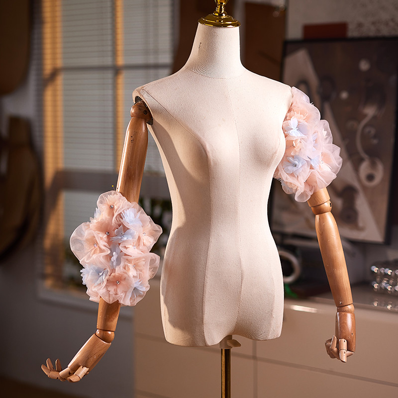 パフスリーブ ピンク 綺麗 DIY 袖カバー 取り外し袖 アクセサリー ウェディングドレス DTY355