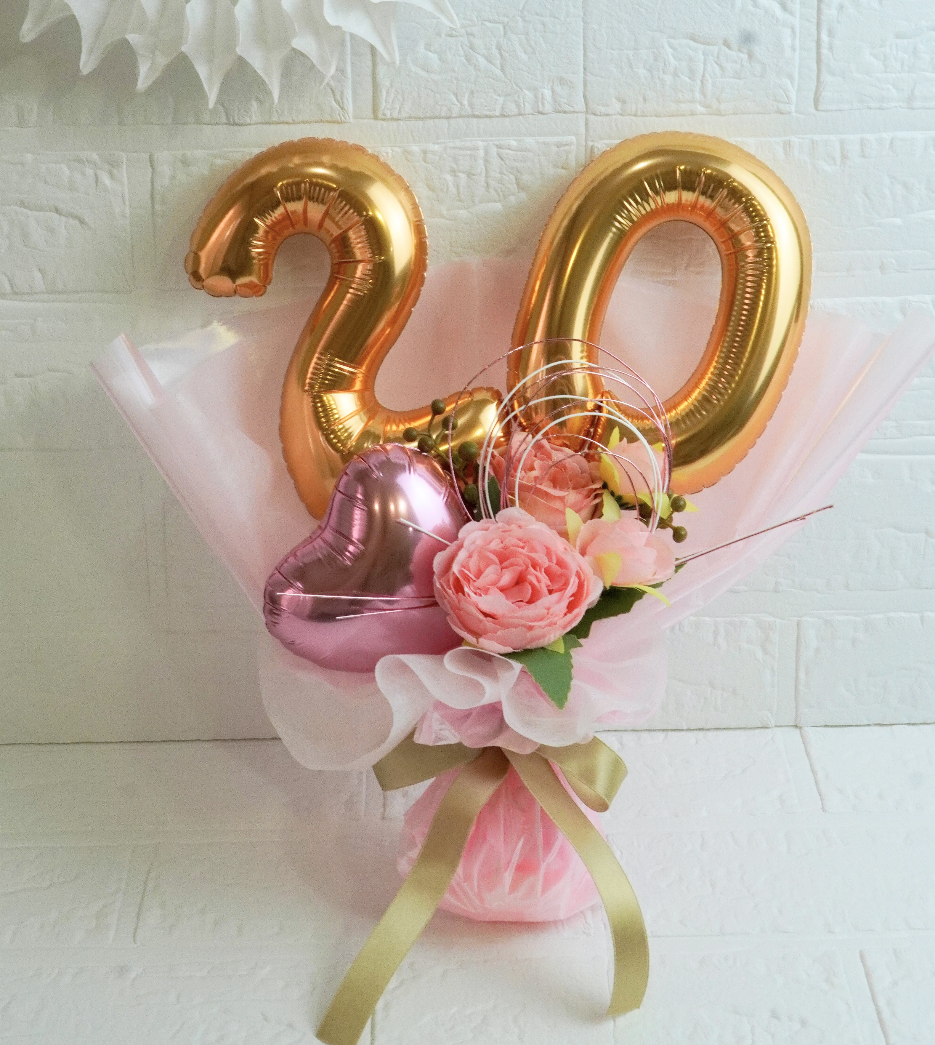 キラキラ水引きの数字のブーケ♪（ピンク）成人式やお誕生日に 周年