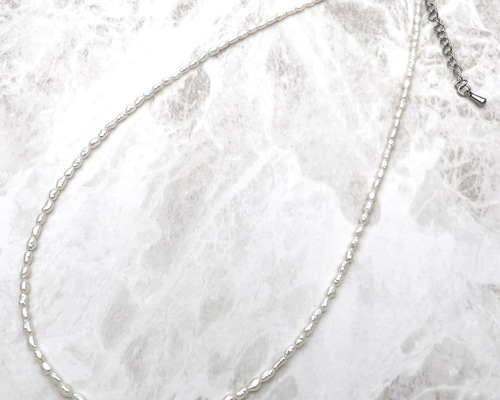 本真珠ケシパールネックレス 2mm バロック淡水パール 35cm 38cm 40cm