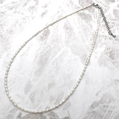 本真珠ケシパールネックレス 2mm バロック淡水パール 35cm 38cm 40cm
