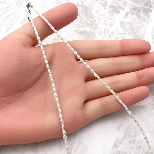 本真珠ケシパールネックレス 2mm バロック淡水パール 35cm 38cm 40cm
