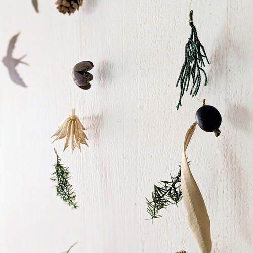 木の実のガーランド 木の実のモビール・ガーランド 2本セット 秋冬 葉っぱ モビール