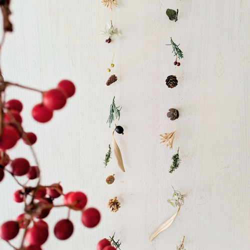 木の実のモビール・ガーランド 2本セット 秋冬 葉っぱ モビール