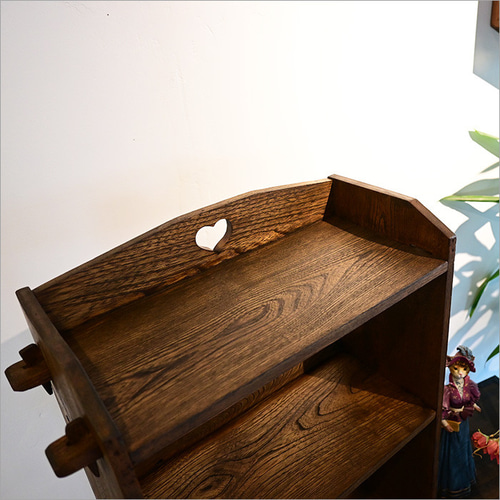 1点物 楔式 レトロ 本棚 ケヤキ材 リメイク品 アンティーク 小さめ