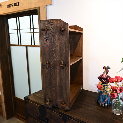 昭和レトロ　木製本棚　くさび式　棚5段　② 昭和レトロ 木製本棚 くさび式 棚5段 ②