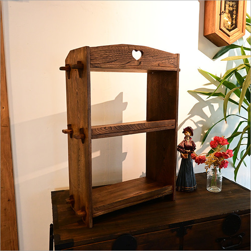 1点物 楔式 レトロ 本棚 ケヤキ材 リメイク品 アンティーク 小さめ
