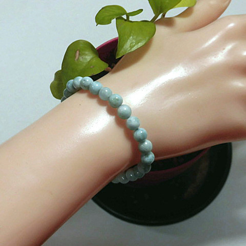 天然石 ラリマー6.3mm〜6.8mm玉ブレスレット 250720420