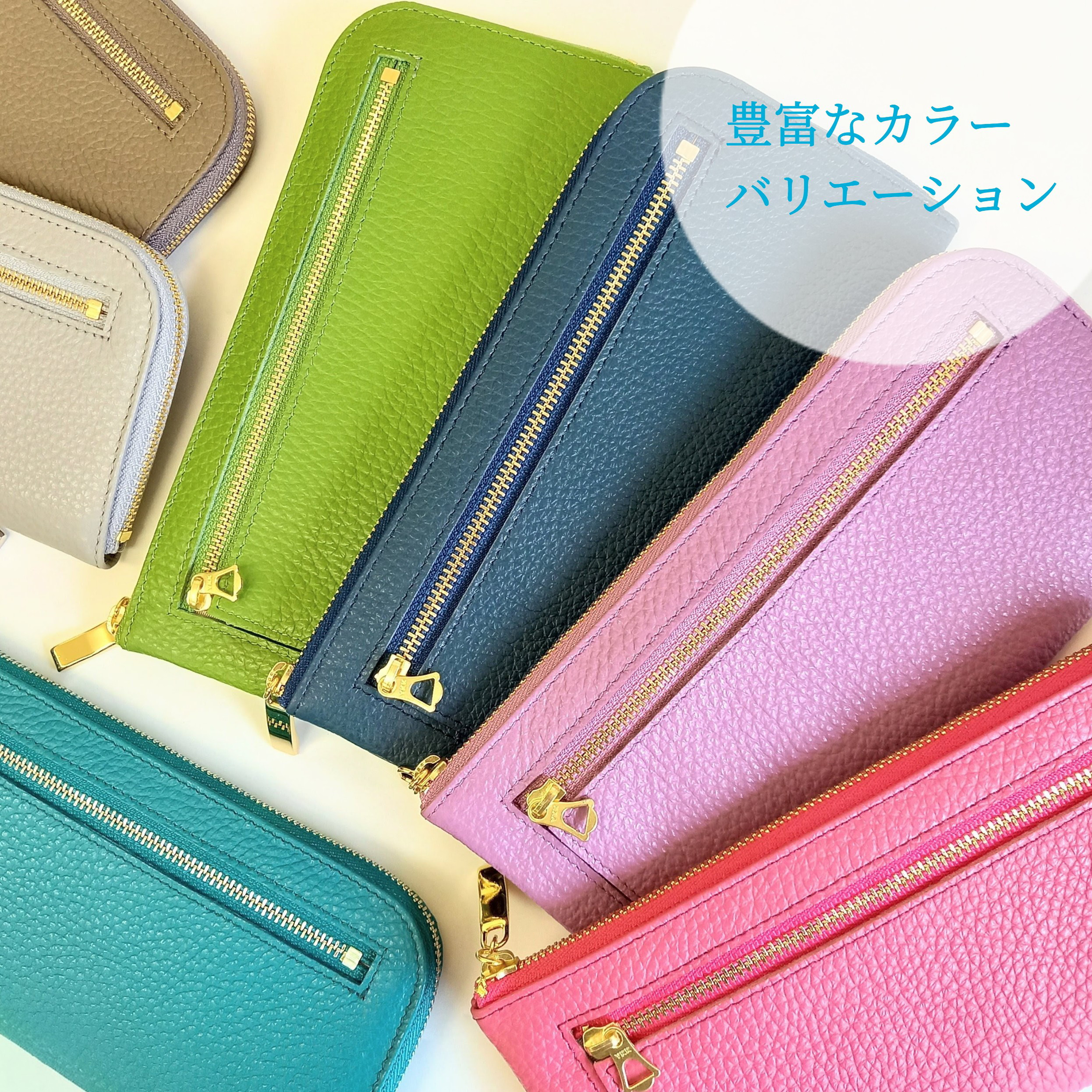 スリムで軽いミニ財布(チャコールダークグリーン) カード入れは10か所！高級イタリアンレザー◇コンパクト L字 革 薄い