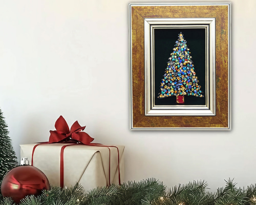 現品限り！一点物】クリスマスツリーの七宝焼アートフレーム（2025-01