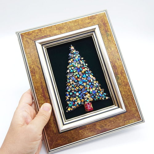 現品限り！一点物】クリスマスツリーの七宝焼アートフレーム（2025-01