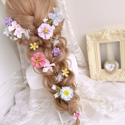 新作 【S】 パステル ラプンツェル 髪飾り ✧ 編みおろしプリンセス