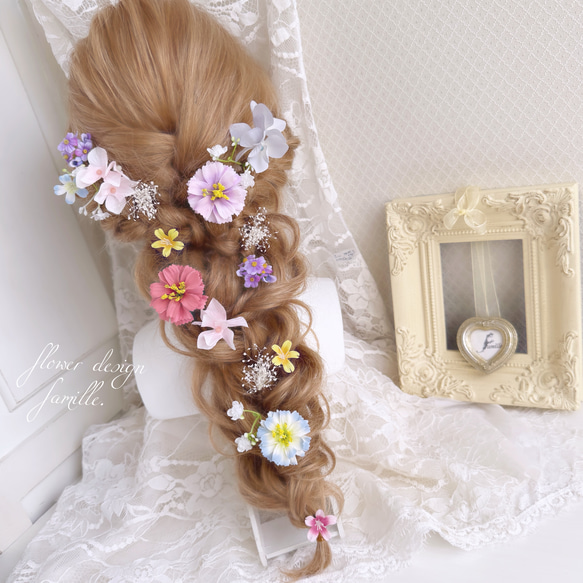 S】 パステル ラプンツェル 髪飾り ✧ 編みおろしプリンセス ヘッド