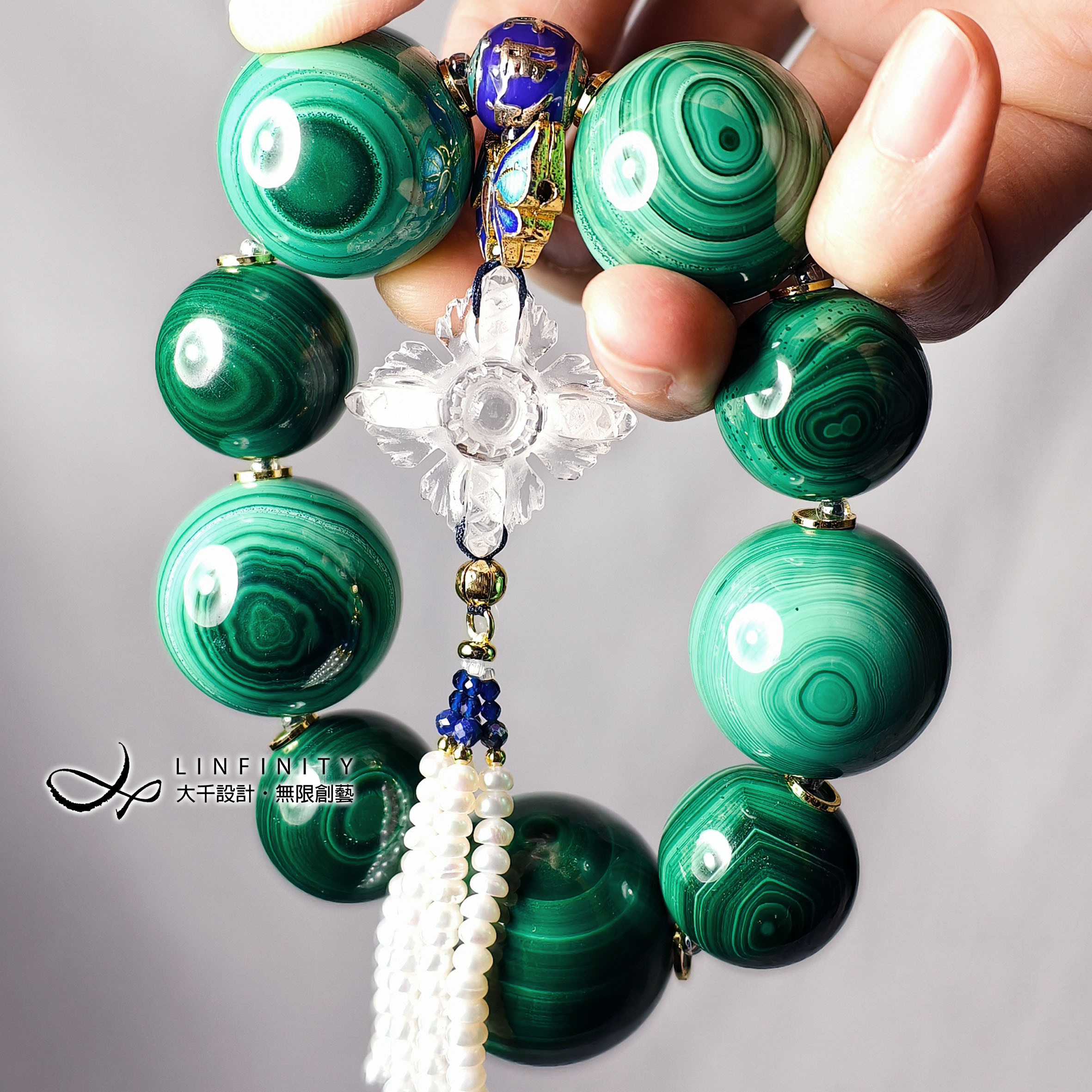 ✦❀ 新年をお迎えください | 宝石 50% オフ ❀✦ 最高級 天眼マラカイト ホワイトクリスタル クロス ヴァジュラ ウィズ