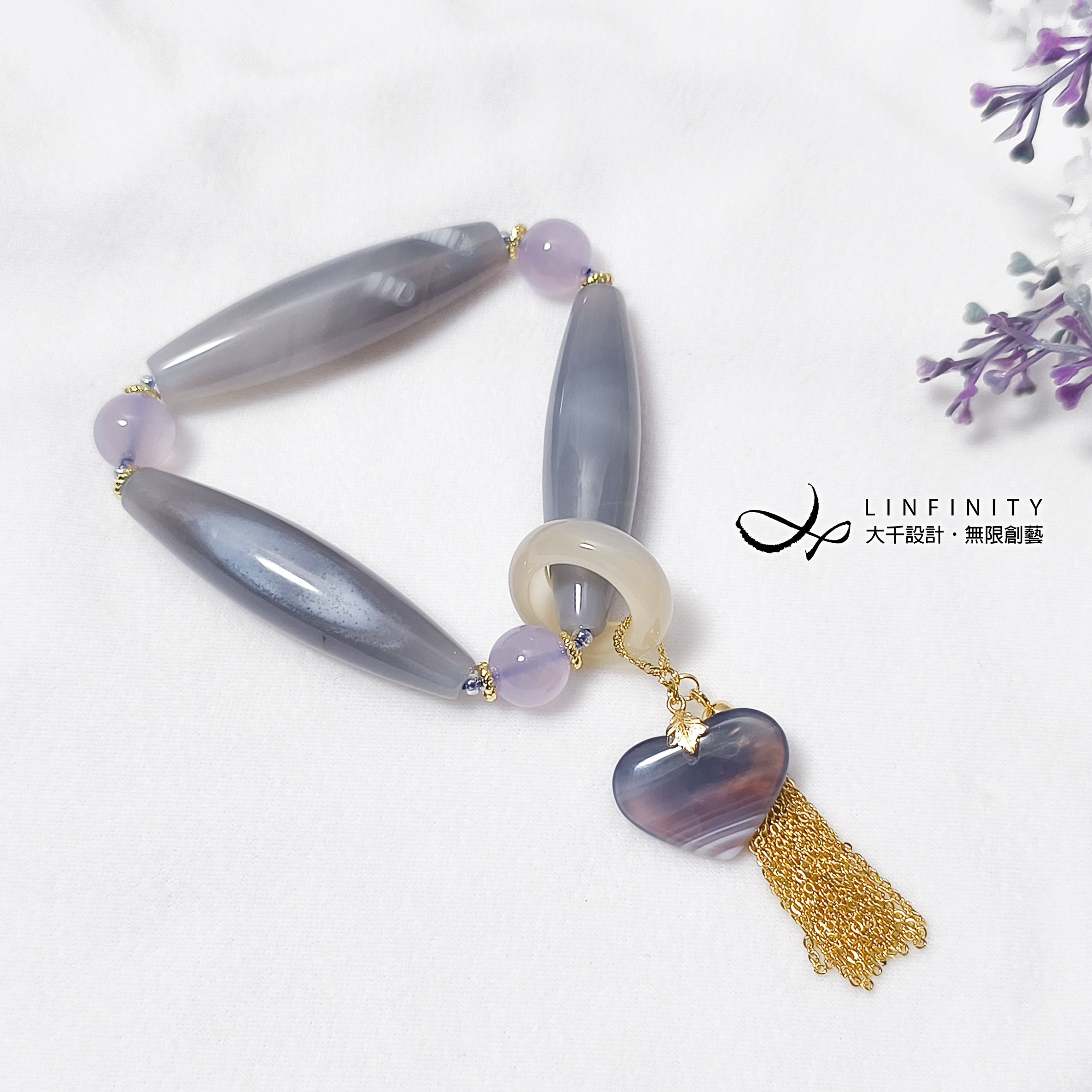 ✦❀ 中国の旧正月をお祝い | 宝石 50% オフ ❀✦ 瑪瑙と翡翠のアンティークロングビーズリング、縁起の良いビーズ3個と願い