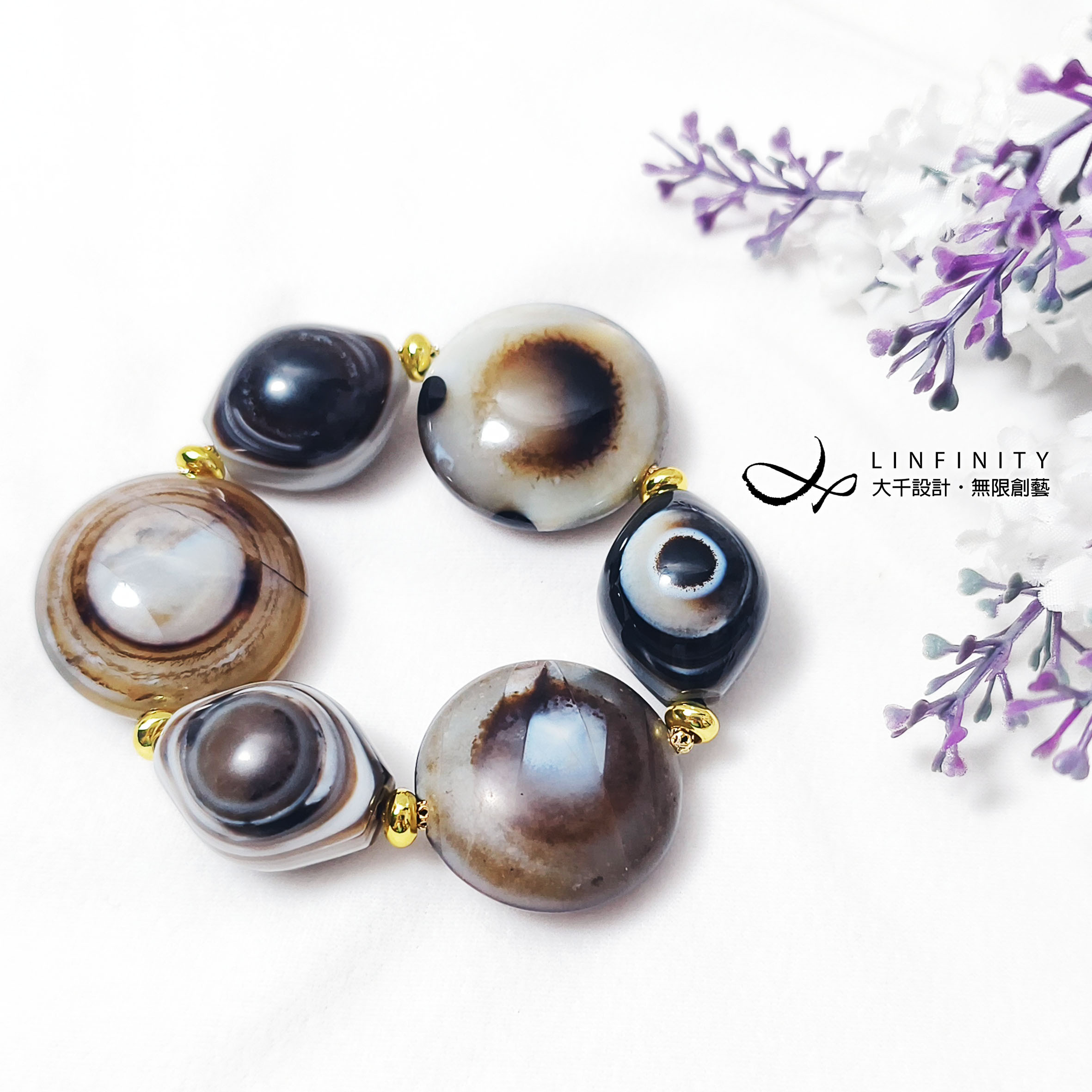 ✦❀ 中国の旧正月を歓迎 | 宝石 50% オフ ❀✦ 希少な縞模様の瑪瑙 Dzi ビーズ ダブルアイ ラッキーチャーム コレク