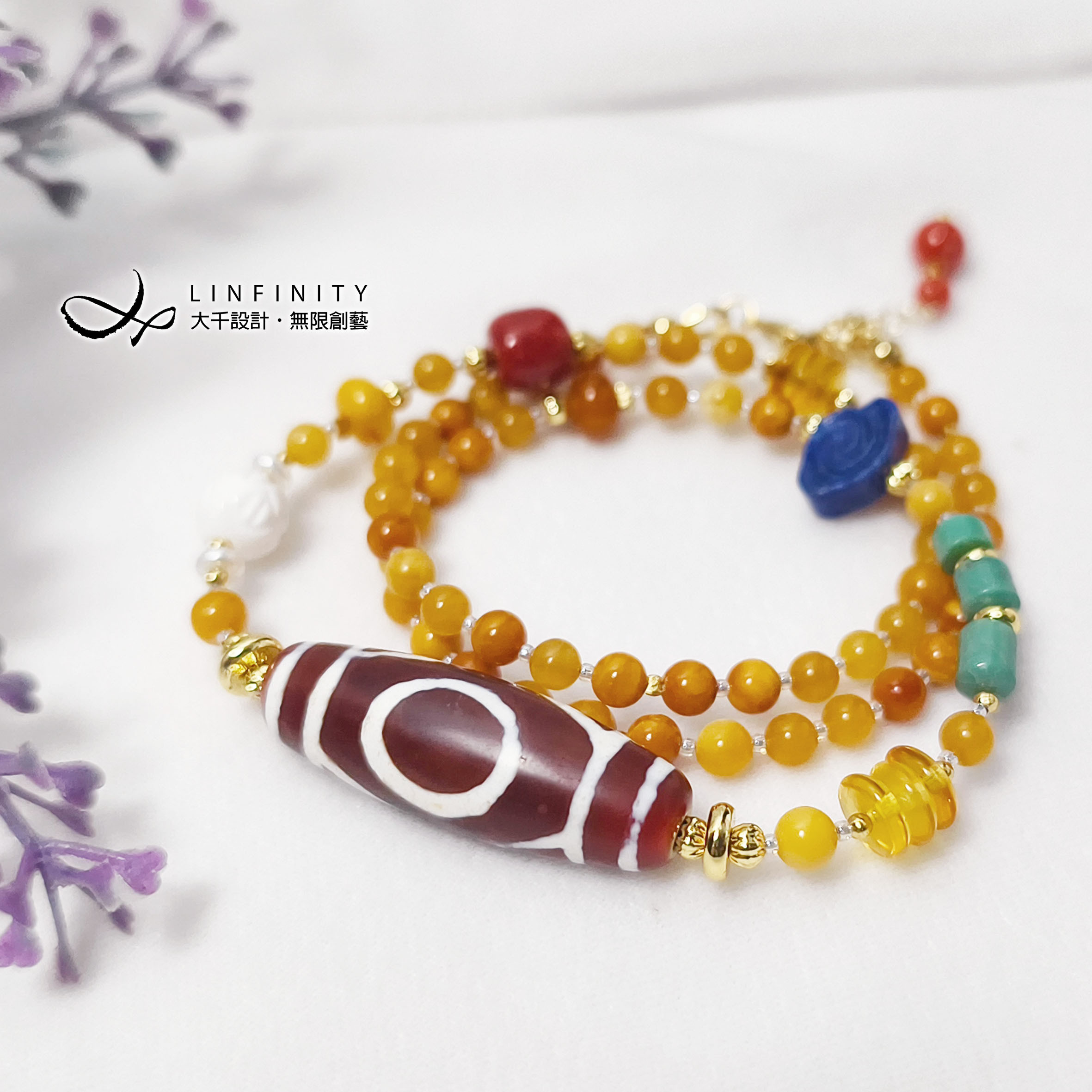 ✦❀ 新年のお祝い | 宝石 50% オフ ❀✦ 赤瑪瑙 翡翠 ビーズ 仏教 七宝 叡智 レインボーチャクラ 3連ブレスレットネ