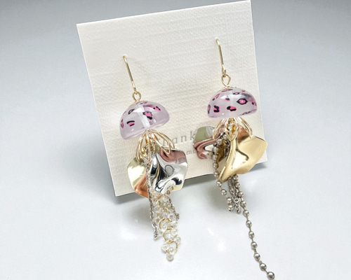 2025 秋の新作くらげアクセサリー 豹柄 ピアス（フック