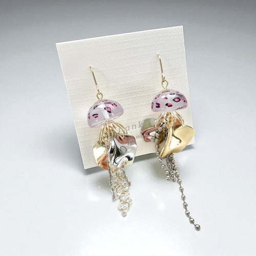 2025 秋の新作くらげアクセサリー 豹柄 ピアス（フック・チェーン