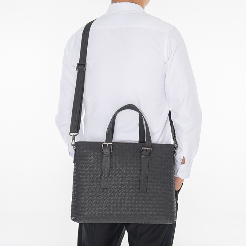 X&BVハンドバッグ男性の本革のカジュアルなバッグシンプルなビジネス編み単肩ショルダーバッグパソコンの書類鞄男性