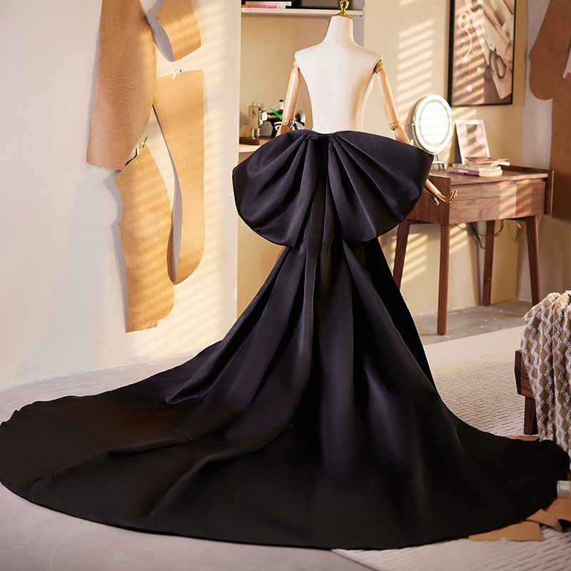 ロングトレーン 裾引き 黒 リボン 大トレーン 綺麗 DIY アクセサリー ウェディングドレス DTY190