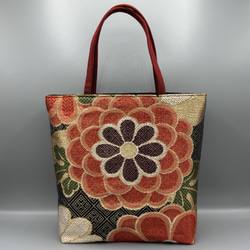 着物 帯 帯締め ハンドメイド トートバッグ リメイク 金 花
