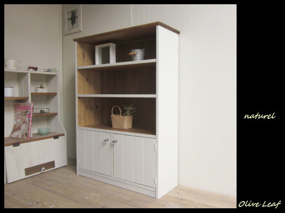 サイズ、デザインオーダー可！○2扉4段キャビネット○無垢シャビー