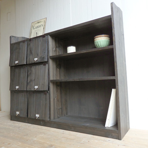 サイズオーダー可！超ワイド6枚パタパタキャビネットシャビーエスプレッソ受注製作 サイズオーダー可！超ワイド6枚パタパタキャビネットシャビー