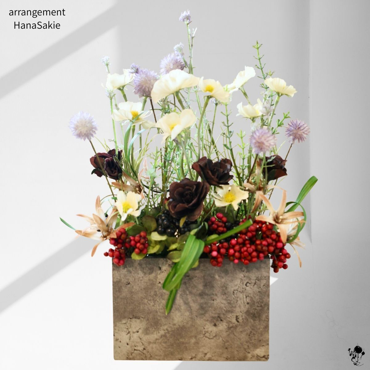 コスモス 秋 アレンジ オシャレ シック バラ インテリア 造花 送料無料 ギフト CT触媒 誕生日 敬老の日