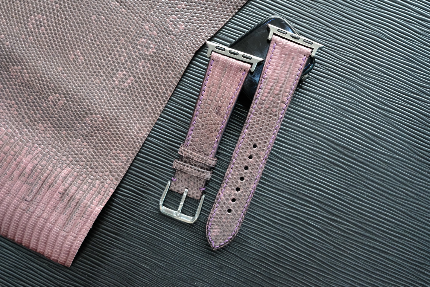 高級トカゲ革時計ベルト手縫い時計ベルトアップルウォッチ時計ベルト