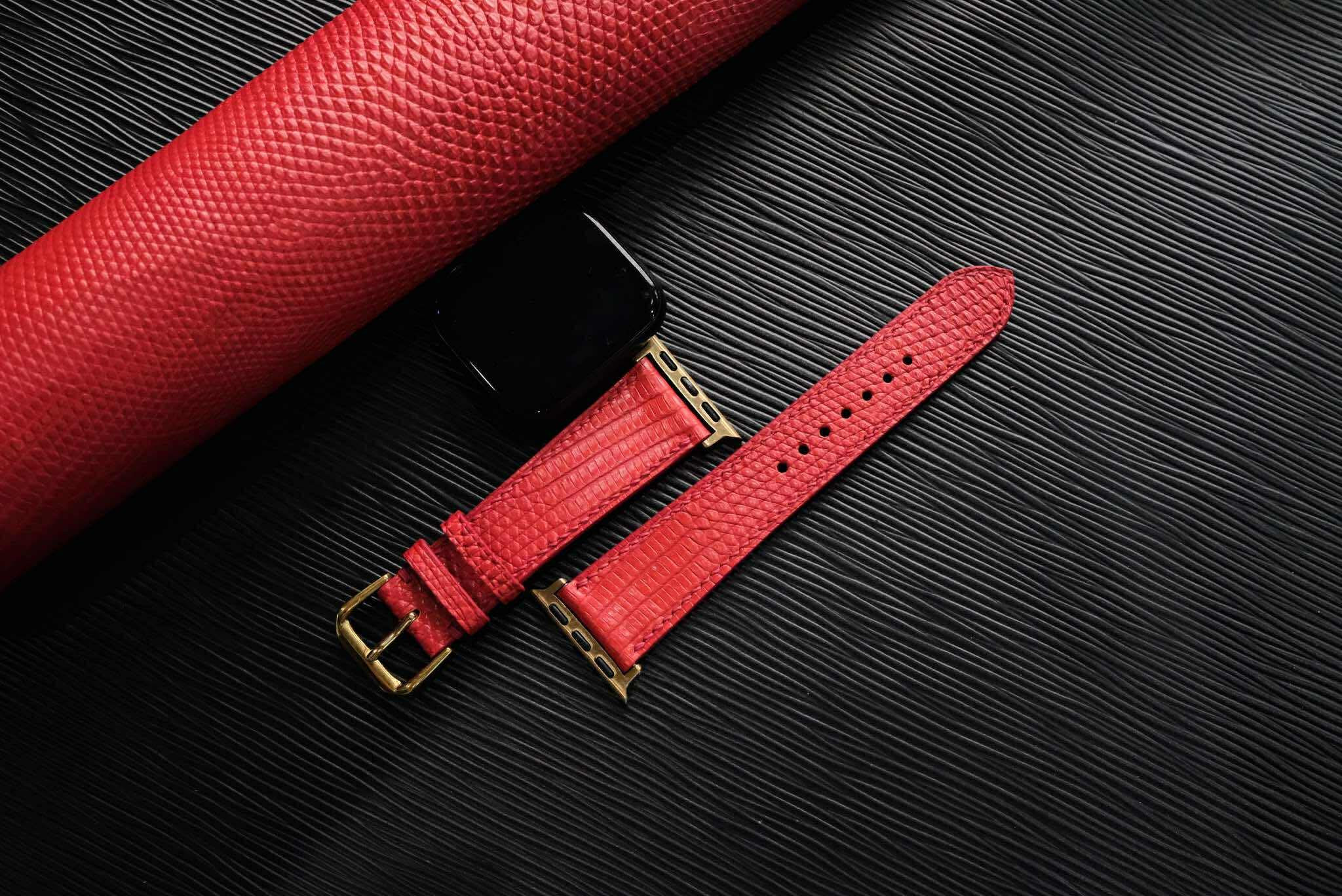 高級トカゲ革時計ベルト手縫い時計ベルトアップルウォッチ時計ベルト