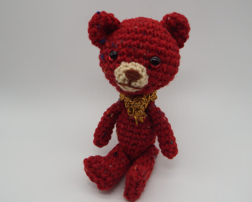 あみぐるみ】赤ツイードのくまさん【297】 あみぐるみ ぬいぐるみ