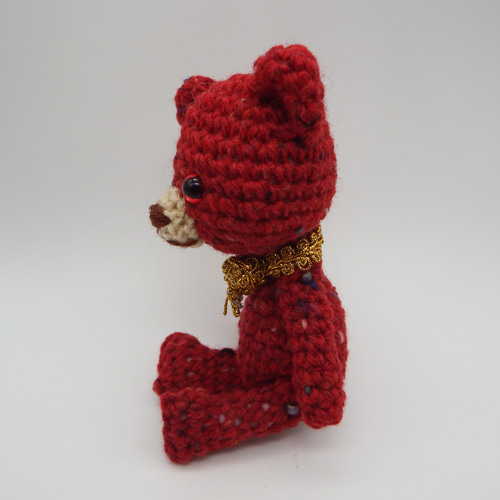 あみぐるみ】赤ツイードのくまさん【297】 あみぐるみ ぬいぐるみ