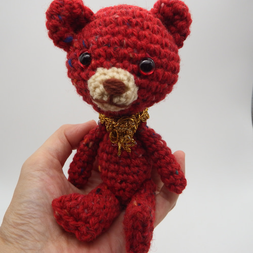 あみぐるみ】赤ツイードのくまさん【297】 あみぐるみ ぬいぐるみ