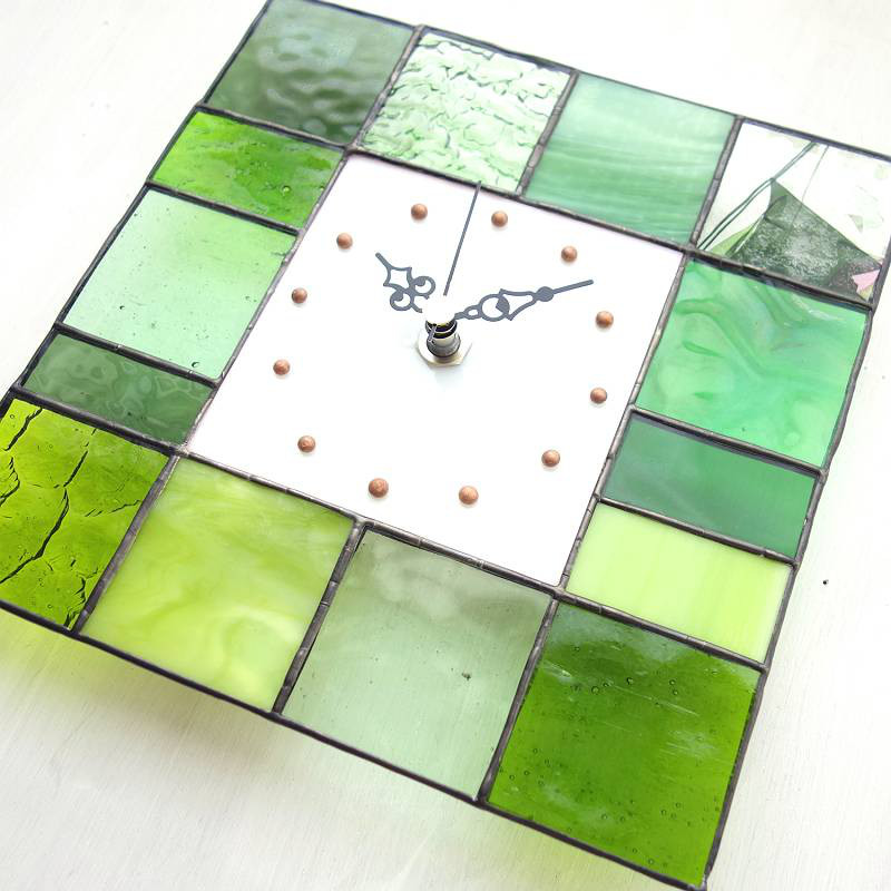 [一期一会の森の時] 掛け時計 / 置き時計 / マチエール / 20㎝ （緑系）-15