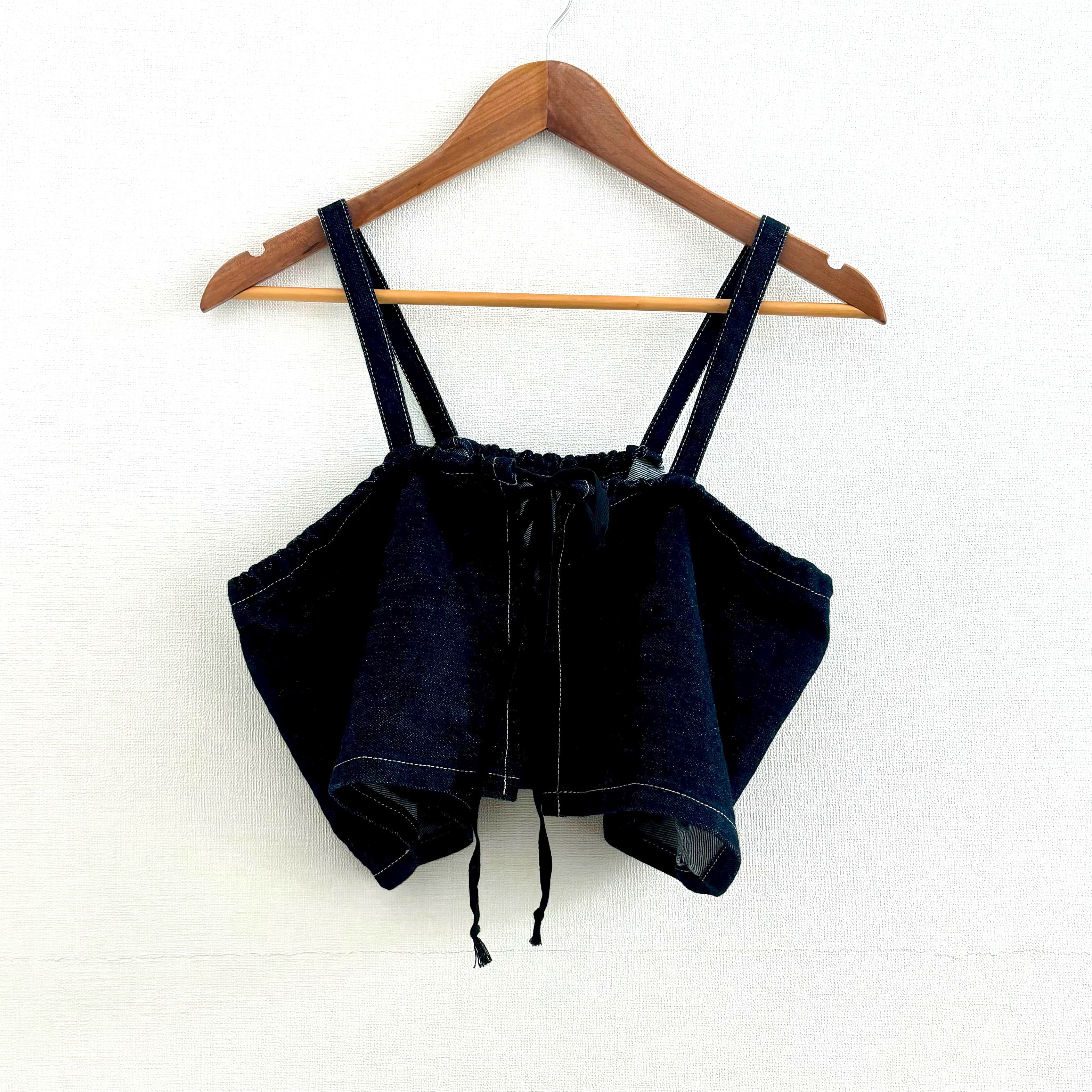 岡山デニム✨ビスチェ　キャミソール　キャミ　デニム　レイヤード　赤耳　オールシーズン　リボン　2WAY 日本製　国産