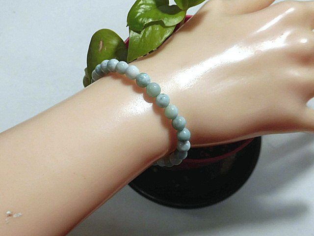 天然石 ラリマー(ペクトライト)5.5mm〜6.0mm玉ブレスレット 内周16.2cm   　　250720424