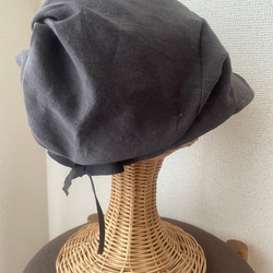 秋色リネンのキャスケット　ブラウン 5枚目の画像