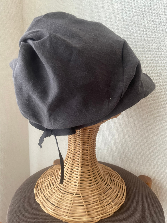 秋色リネンのキャスケット　ブラウン 5枚目の画像