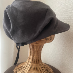 秋色リネンのキャスケット　ブラウン 6枚目の画像