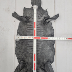 ワニ革　クレイフィニッシュ　墨黒　No.C008674 6枚目の画像