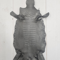 ワニ革　クレイフィニッシュ　墨黒　No.C008674 1枚目の画像