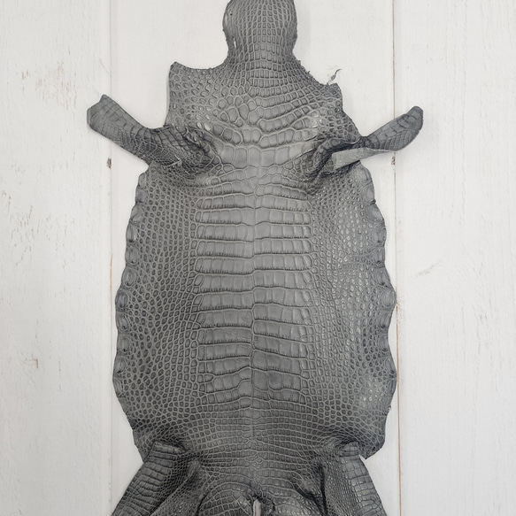 ワニ革　クレイフィニッシュ　墨黒　No.C008674 1枚目の画像