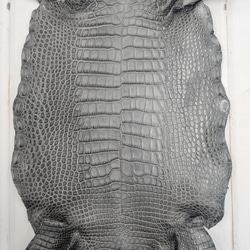 ワニ革　クレイフィニッシュ　墨黒　No.C008674 4枚目の画像