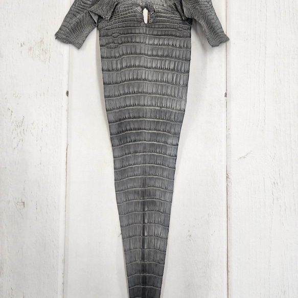 ワニ革　クレイフィニッシュ　墨黒　No.C008674 5枚目の画像