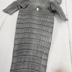 ワニ革　クレイフィニッシュ　墨黒　No.C008674 14枚目の画像