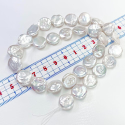 【現品限り】淡水パール コイン バロック 白 ホワイト1連 高品質 素材 ① 2枚目の画像