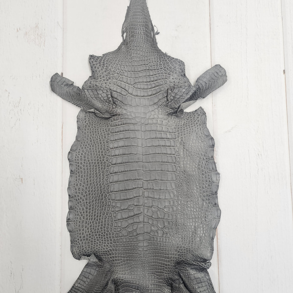 ワニ革　クレイフィニッシュ　墨黒　No.C008675 1枚目の画像