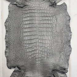 ワニ革　クレイフィニッシュ　墨黒　No.C008675 4枚目の画像