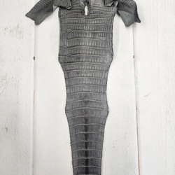 ワニ革　クレイフィニッシュ　墨黒　No.C008675 5枚目の画像